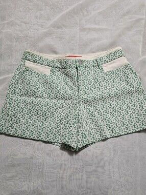 Anthropologie Cartonnier Rose Point Lace Overlay Green White Shorts